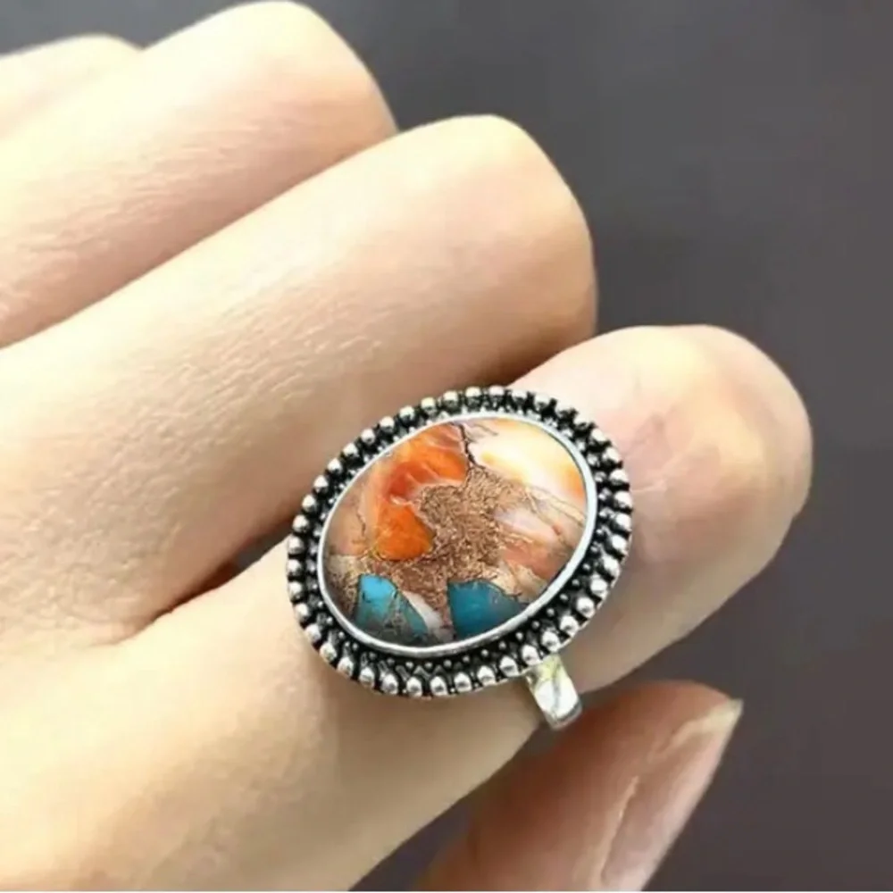 NWOT 1pc Fashion Colorful Bohemian Resin Statement Ring Size 9